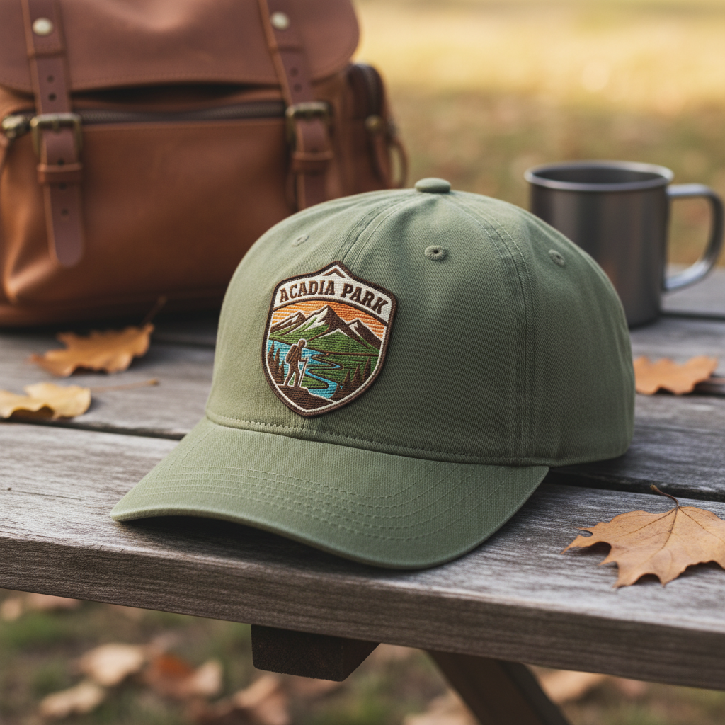 Branded t-shirt mockup in a natural setting.