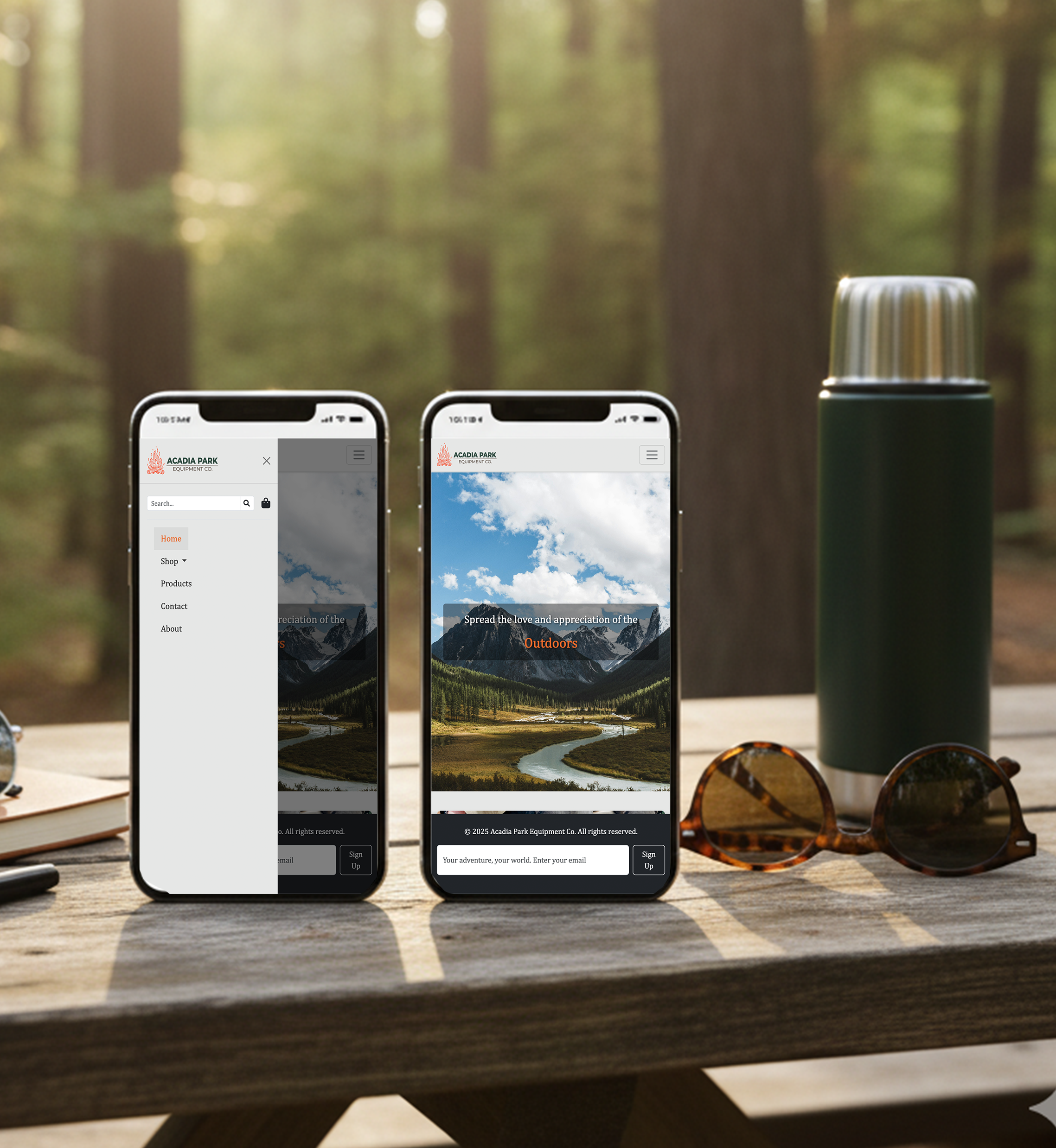 Mobile website and app screen mockups for e-commerce.