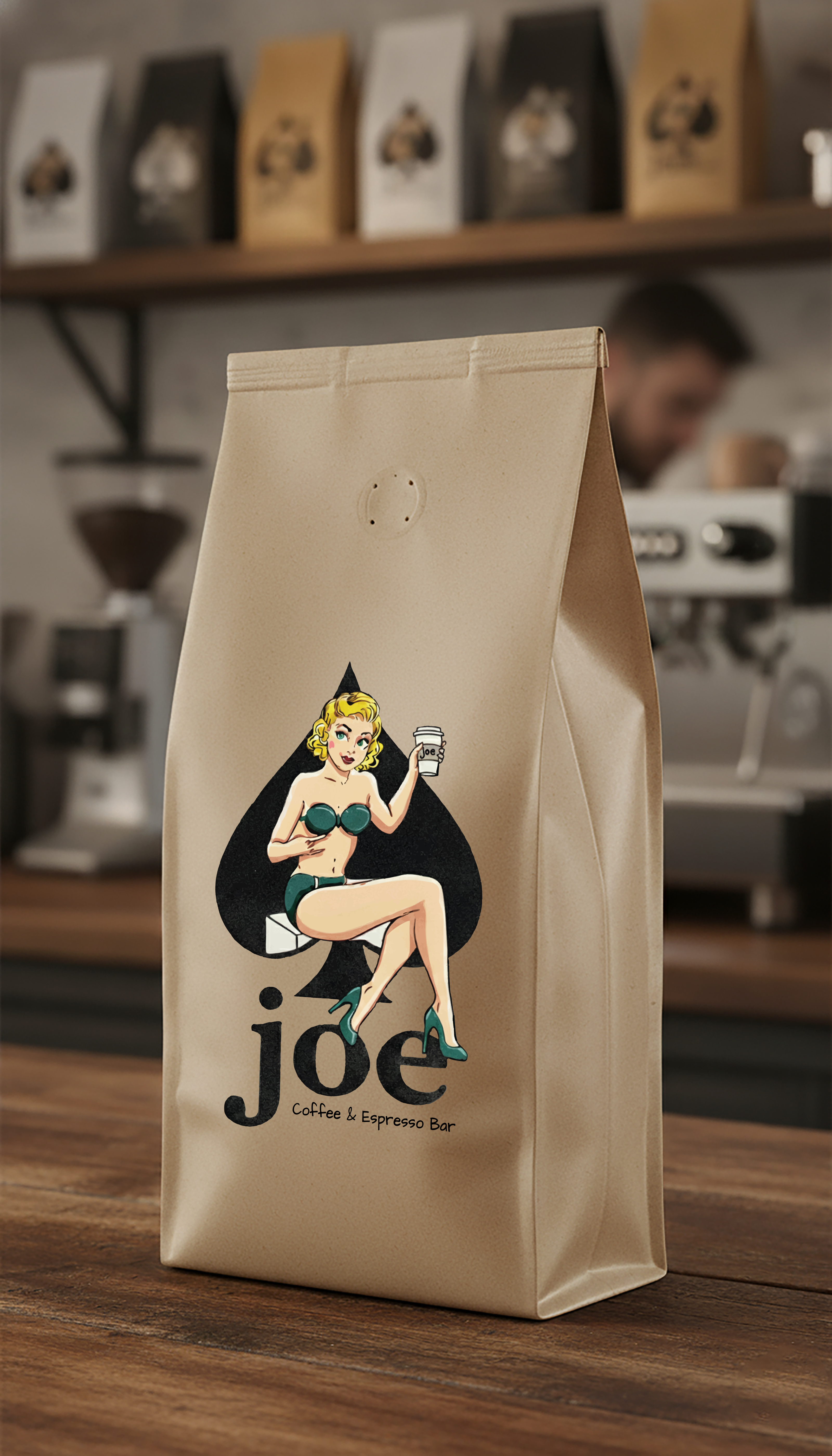 Coffee bag retail packaging mockup.